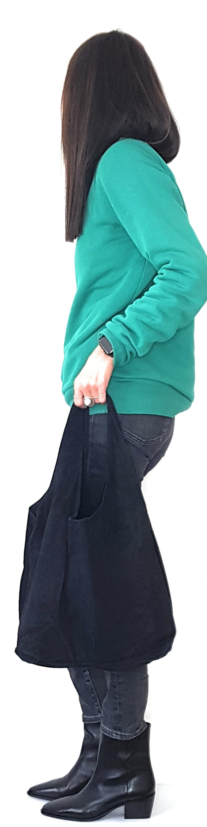 Nirvelli Suede Leather Shopper Bag ~ Black