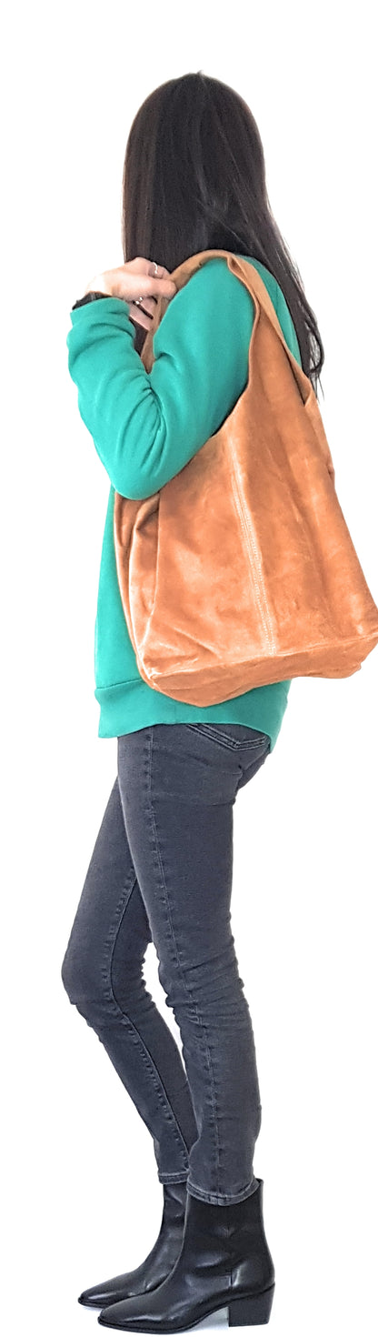 Sac shopper Nirvelli en cuir suèdé ~ Camel