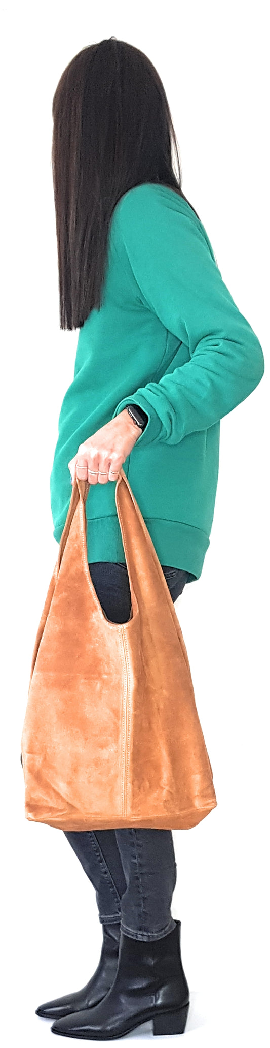 Nirvelli Suede Leather Shopper Bag ~ Camel