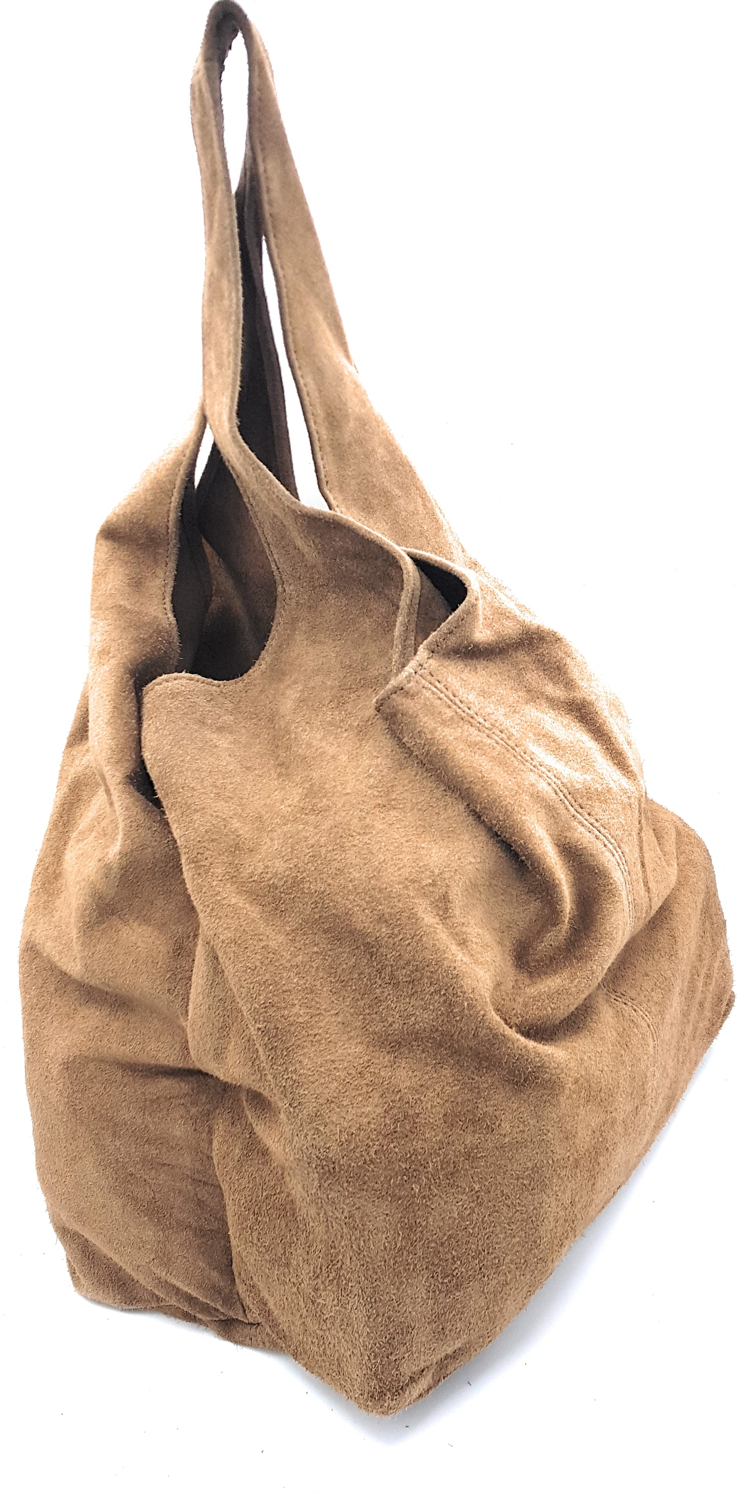Nirvelli Suede Leather Shopper Bag ~ Taupe Brown
