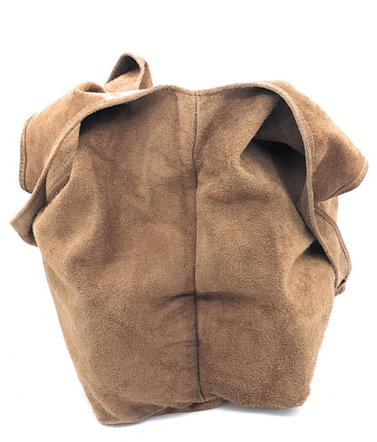 Nirvelli Suede Leather Shopper Bag ~ Taupe Brown
