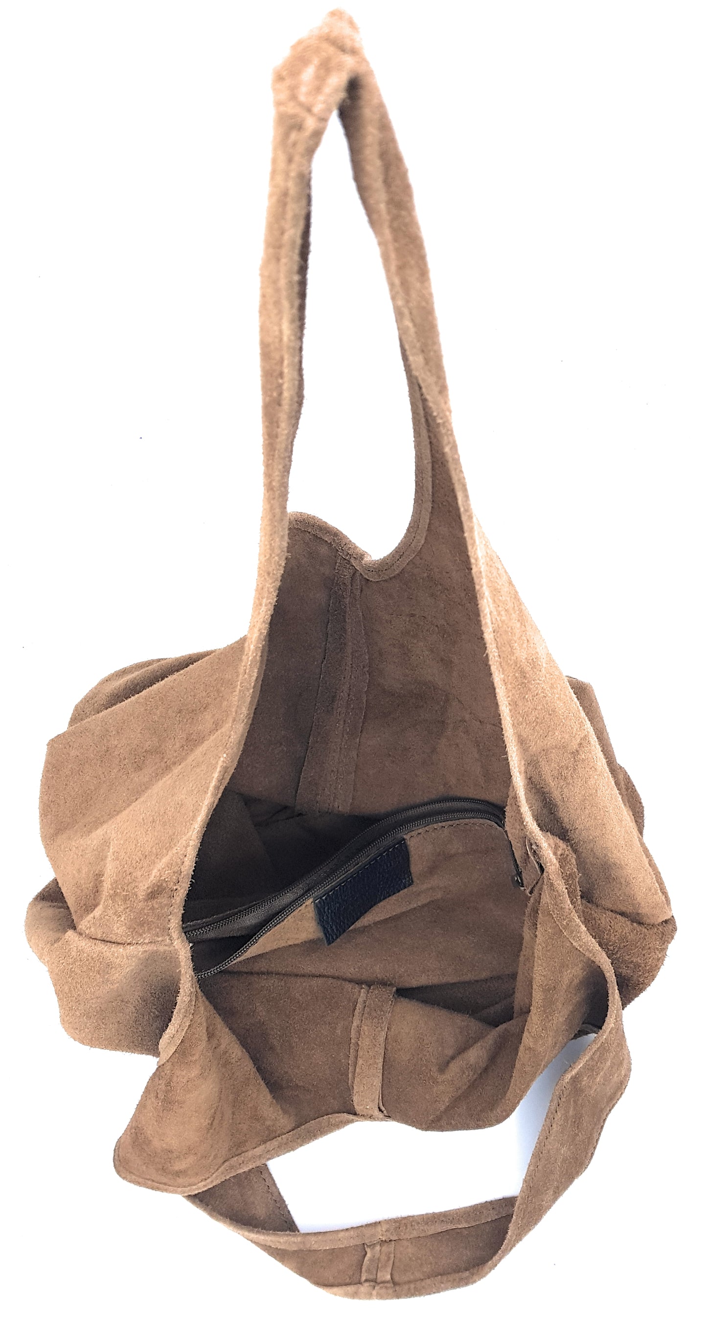 Nirvelli Suede Leather Shopper Bag ~ Taupe Brown