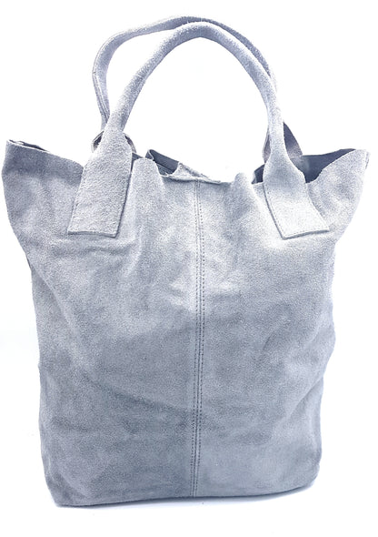 Aiyana Suede Leather Shopper Bag ~ Grey