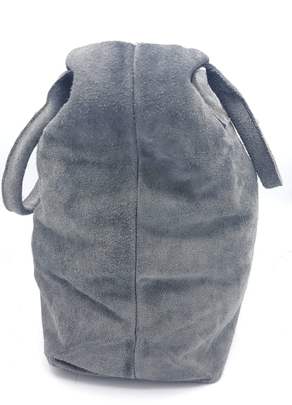 Aiyana Suede Leather Shopper Bag ~ Grey