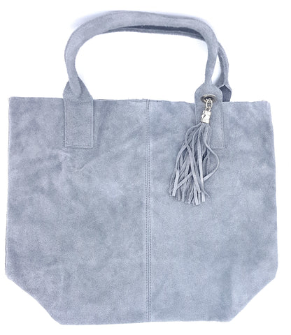 Aiyana Suede Leather Shopper Bag ~ Grey