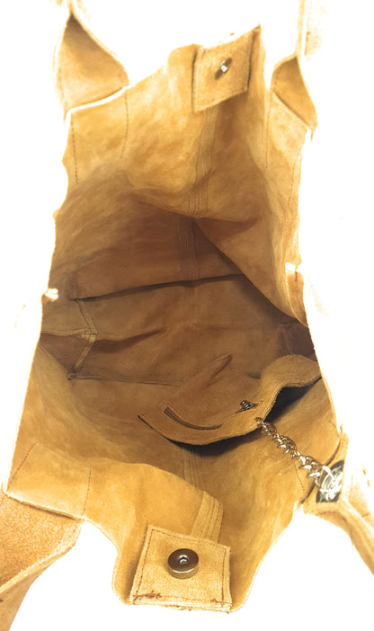 Aiyana Suede Leather Shopper Bag ~ Sand