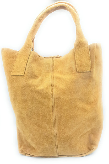 Aiyana Suede Leather Shopper Bag ~ Sand