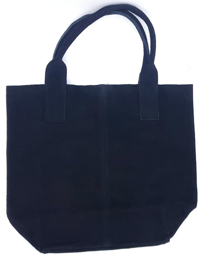 Aiyana Suede Leather Shopper Bag ~ Black