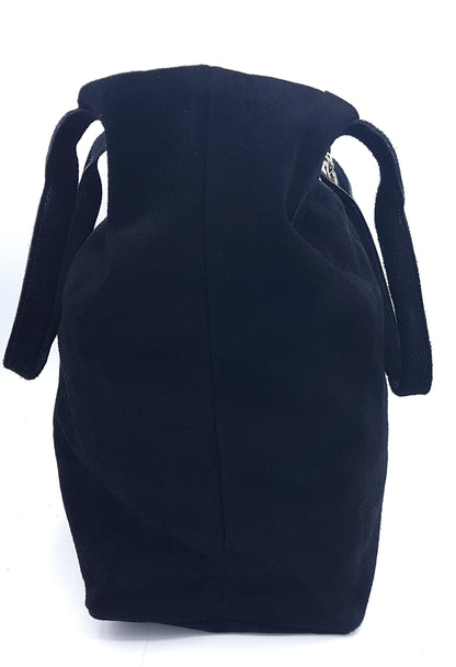 Aiyana Suede Leather Shopper Bag ~ Black