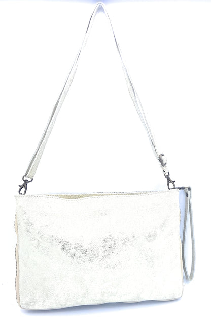 Cherokee Iridescent Leather Clutch Bag with Embroidery and Beads ~ Gold