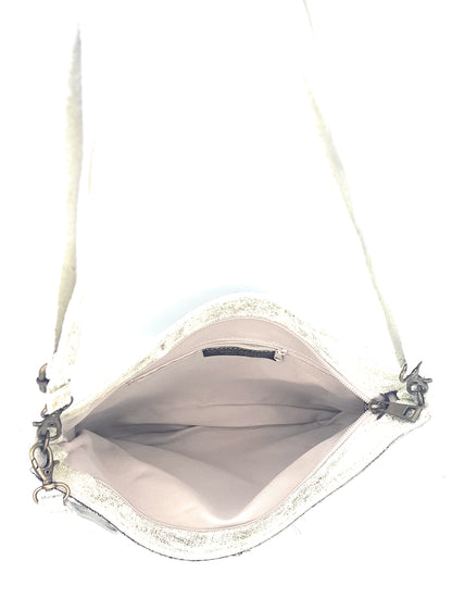 Cherokee Iridescent Leather Clutch Bag with Embroidery and Beads ~ Gold