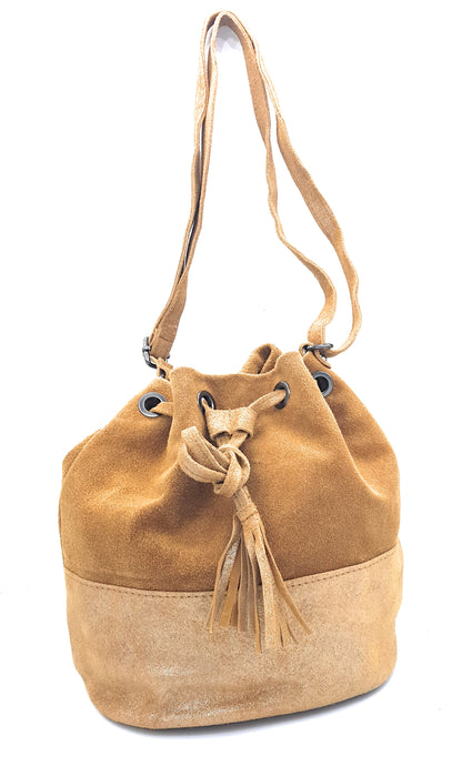 Kishi Iridescent Suede Leather Purse ~ Camel