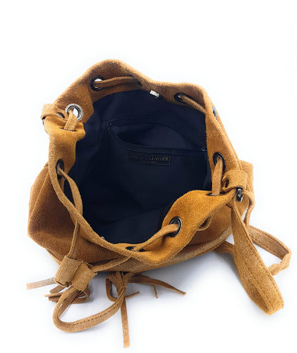 Kishi Iridescent Suede Leather Purse ~ Camel