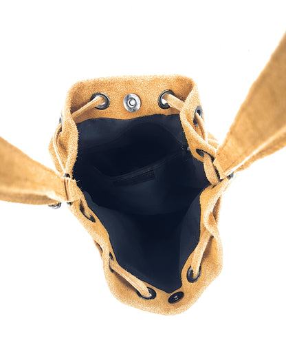 Kishi Iridescent Suede Leather Purse ~ Camel