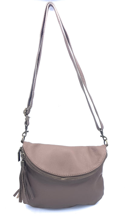 Sakiri Leather Clutch Bag ~ Taupe Brown 