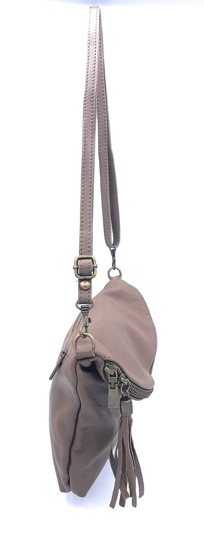 Sakiri Leather Clutch Bag ~ Taupe Brown 