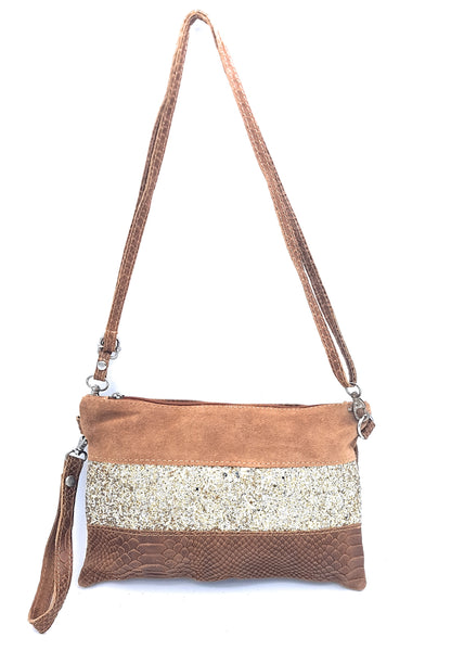 Poloma Leather Clutch Bag ~ Camel