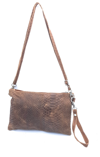 Poloma Leather Clutch Bag ~ Camel