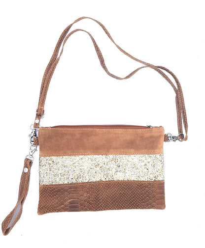 Poloma Leather Clutch Bag ~ Camel