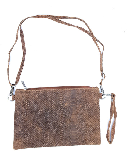 Poloma Leather Clutch Bag ~ Camel