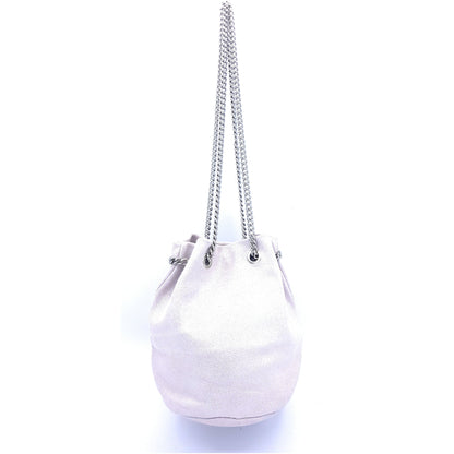 Ozalee Iridescent Suede Leather Clutch Bag ~ Pale Pink