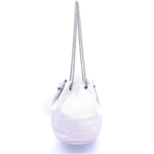 Ozalee Iridescent Suede Leather Clutch Bag ~ Pale Pink