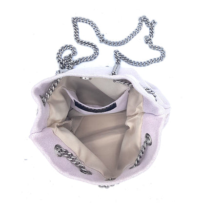 Ozalee Iridescent Suede Leather Clutch Bag ~ Pale Pink