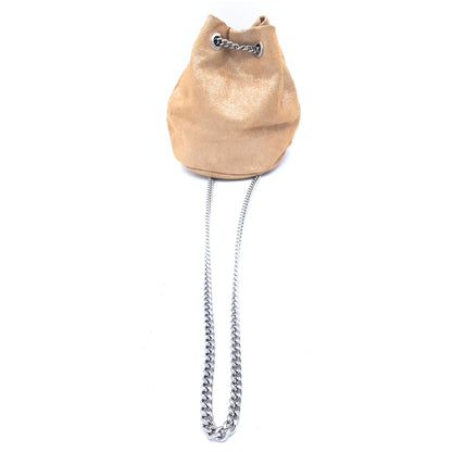 Ozalee Iridescent Suede Leather Clutch Bag ~ Camel