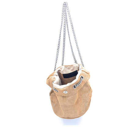 Ozalee Iridescent Suede Leather Clutch Bag ~ Camel