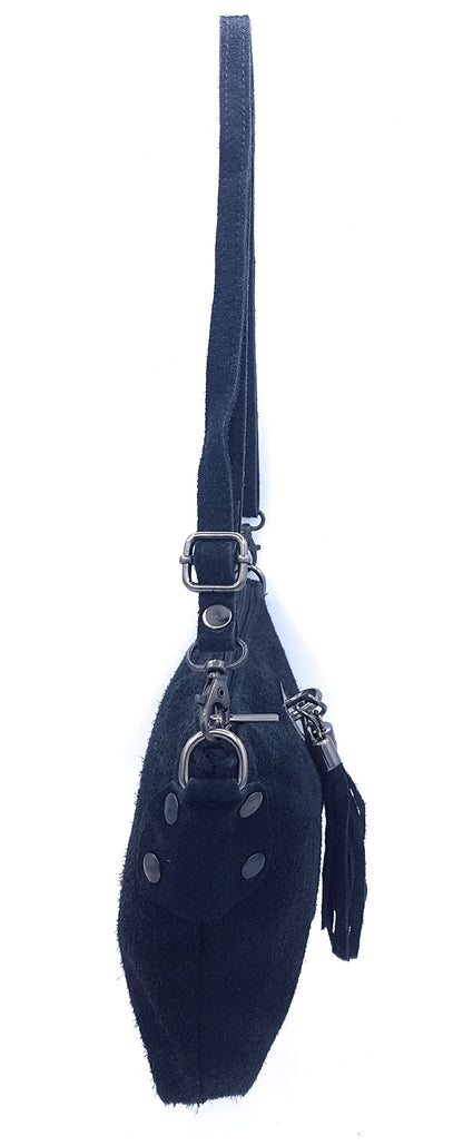 Winona Suede Leather Clutch Bag ~ Black