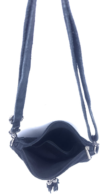 Winona Suede Leather Clutch Bag ~ Black