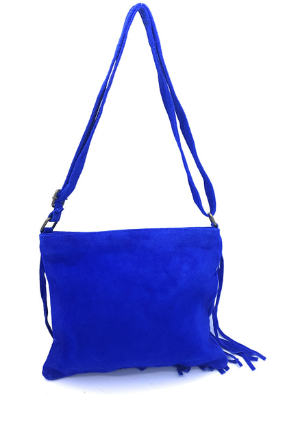 Chenoa Fringed Suede Leather Shoulder Bag ~ Royal Blue