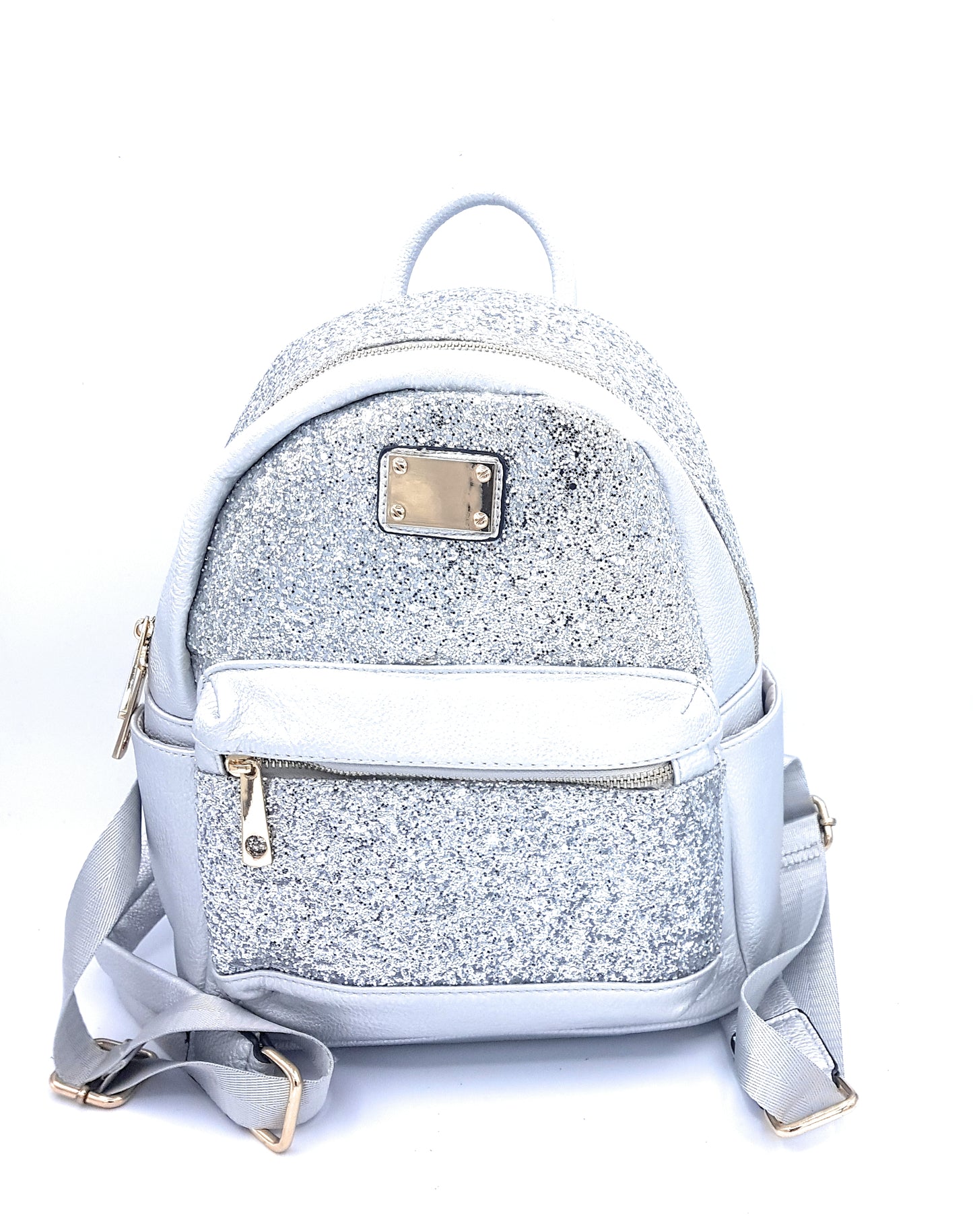 Astro Faux Leather Glitter Backpack ~ Silver