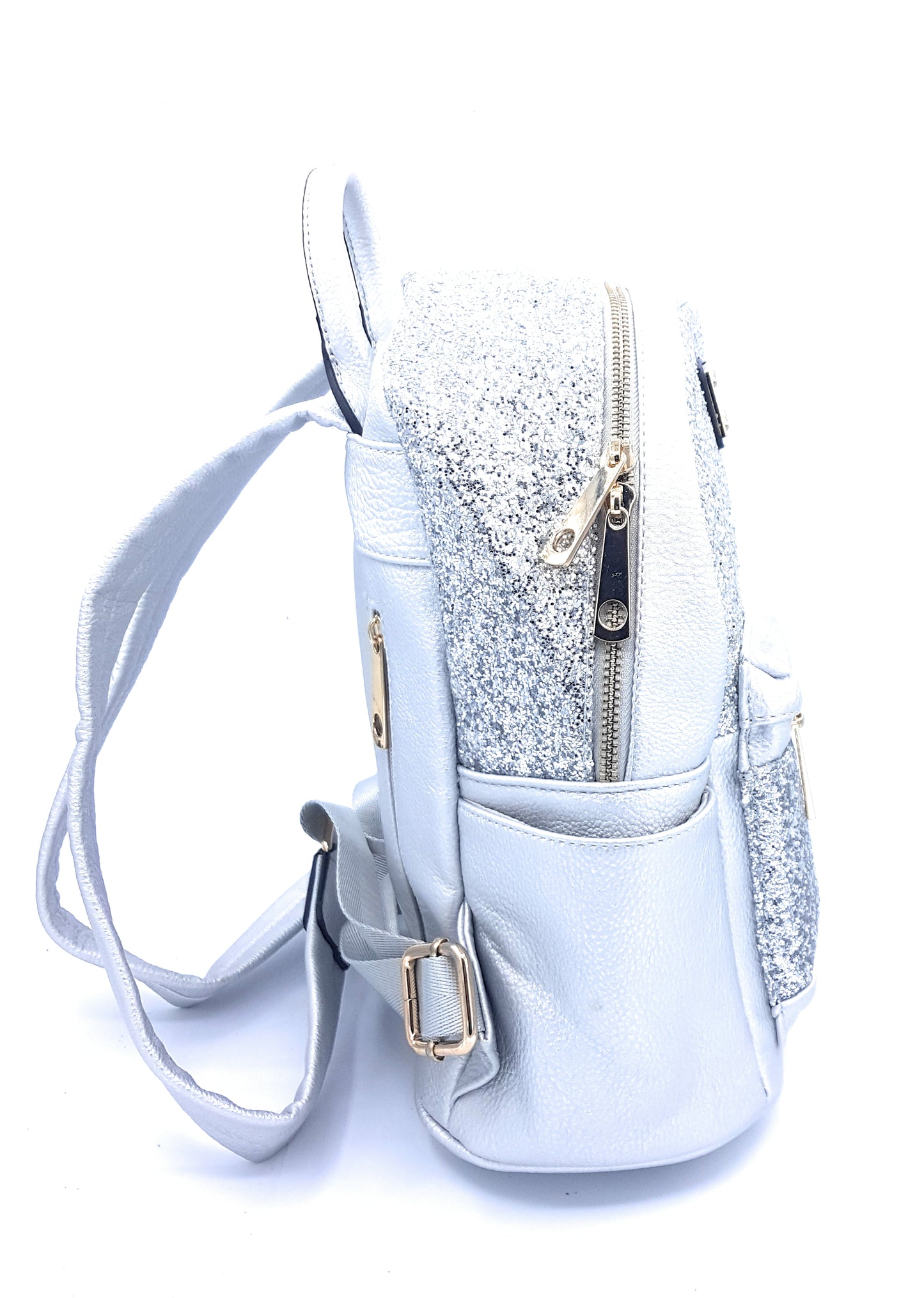 Astro Faux Leather Glitter Backpack ~ Silver