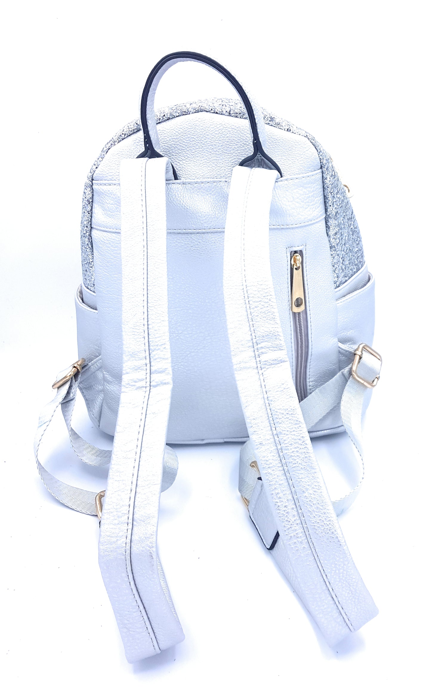 Astro Faux Leather Glitter Backpack ~ Silver
