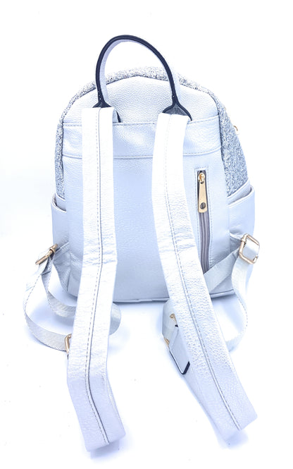 Sac à dos Astro en similicuir à paillettes ~ Argenté