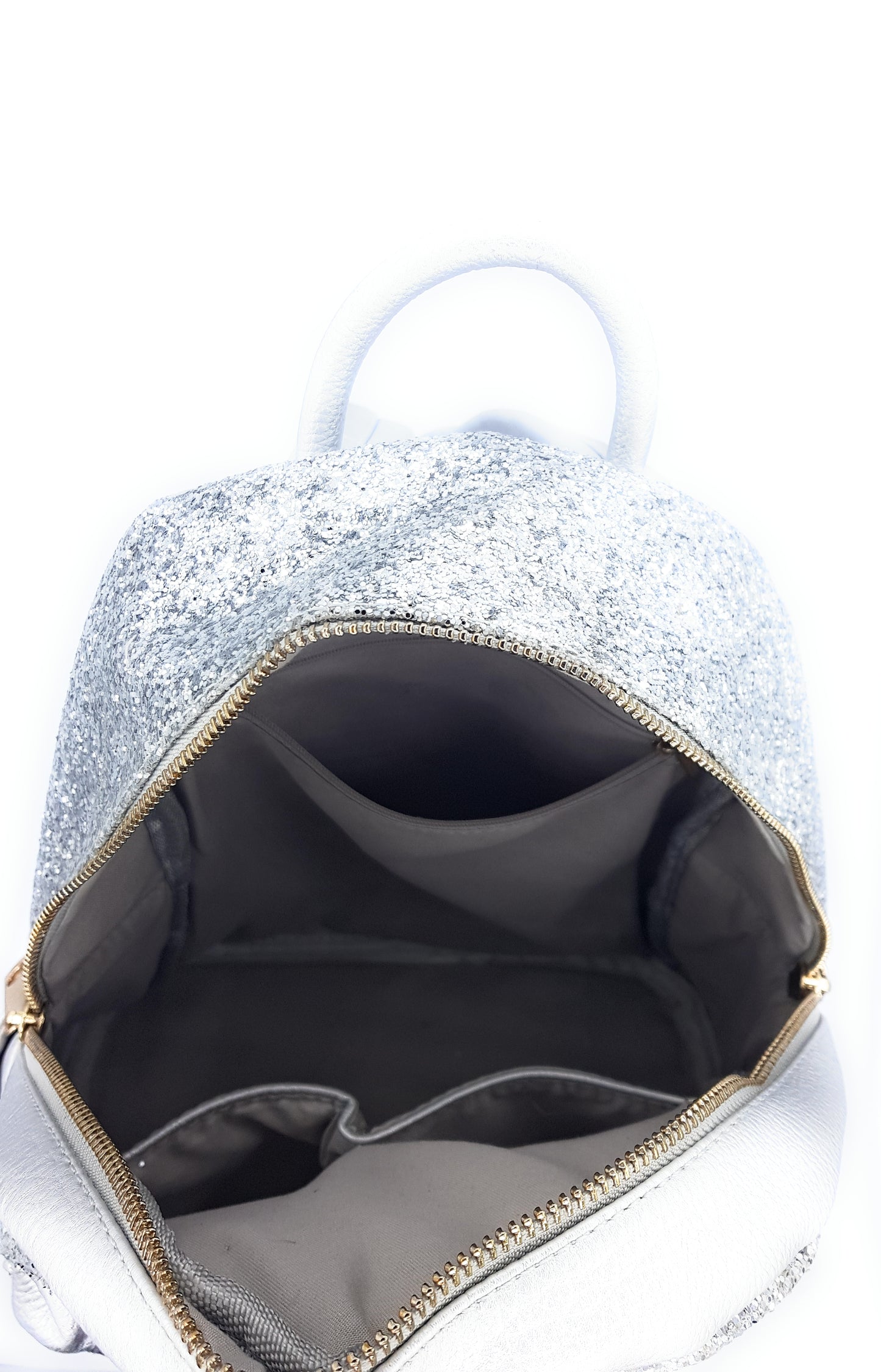 Astro Faux Leather Glitter Backpack ~ Silver