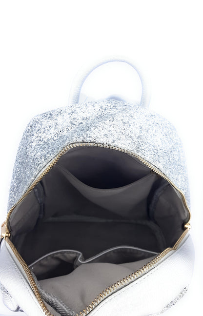 Sac à dos Astro en similicuir à paillettes ~ Argenté