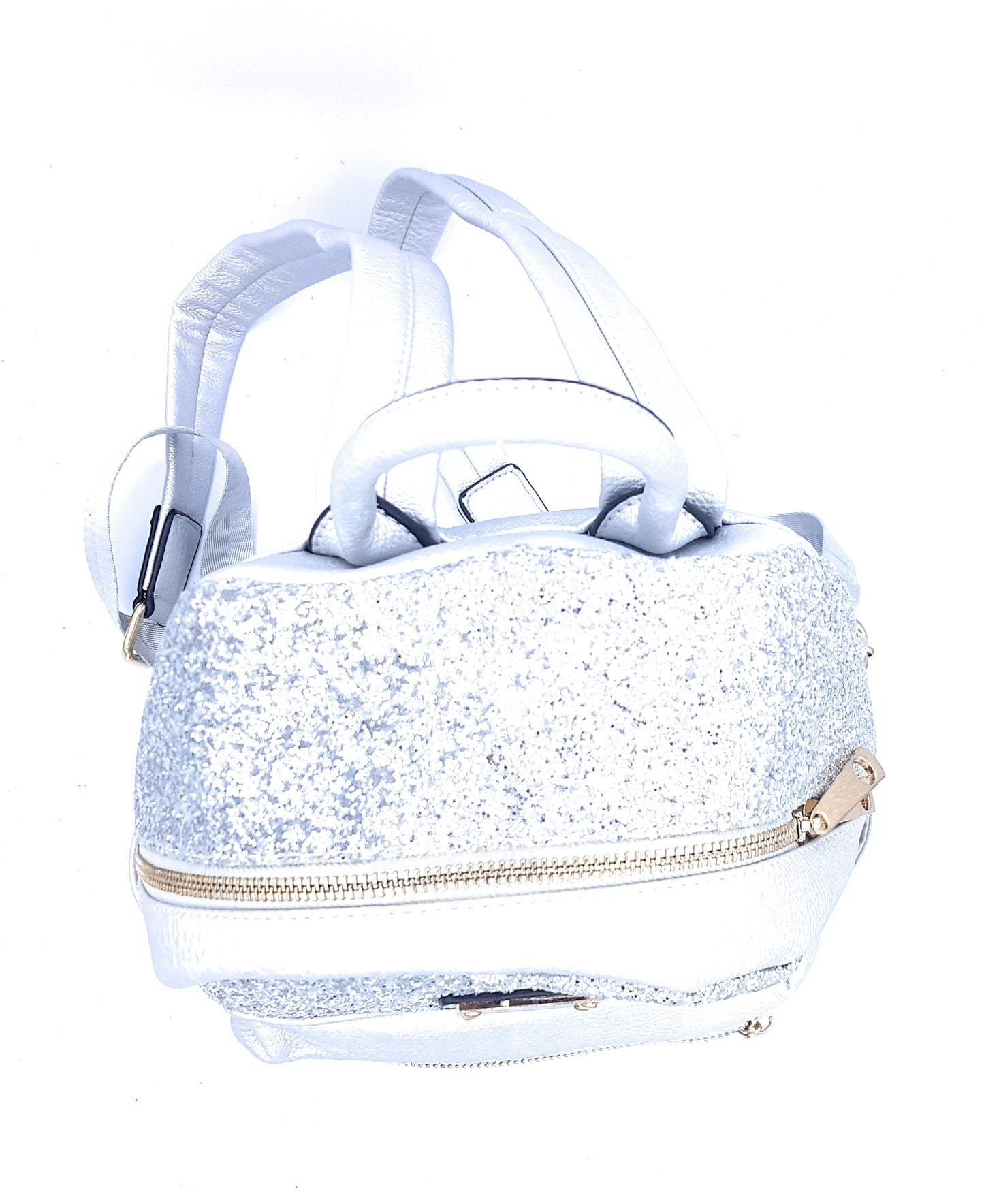 Astro Faux Leather Glitter Backpack ~ Silver
