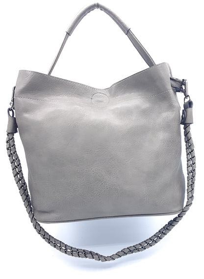 Oneida 2-in-1 Faux Leather Bucket Bag ~ Grey