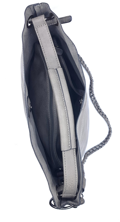 Oneida 2-in-1 Faux Leather Bucket Bag ~ Grey