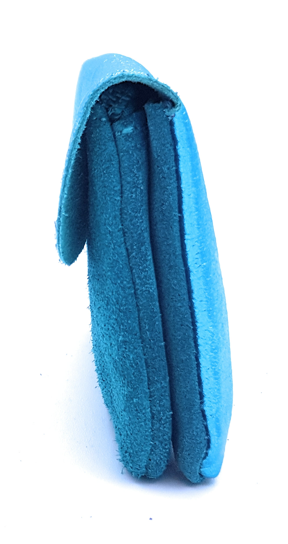 Aponi suede leather / iridescent coin purse ~ Turquoise