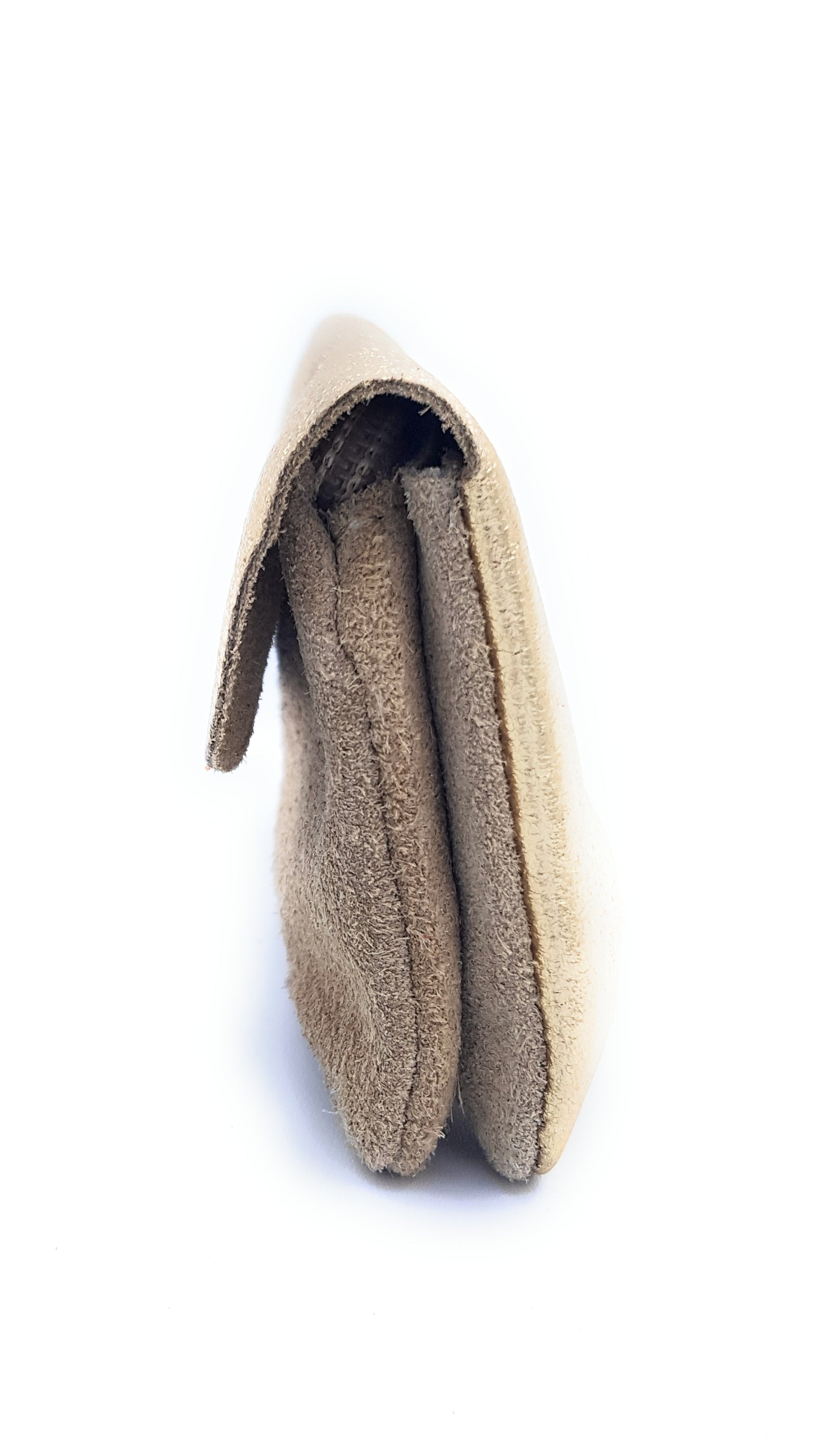Aponi suede leather / iridescent coin purse ~ Gold / Taupe