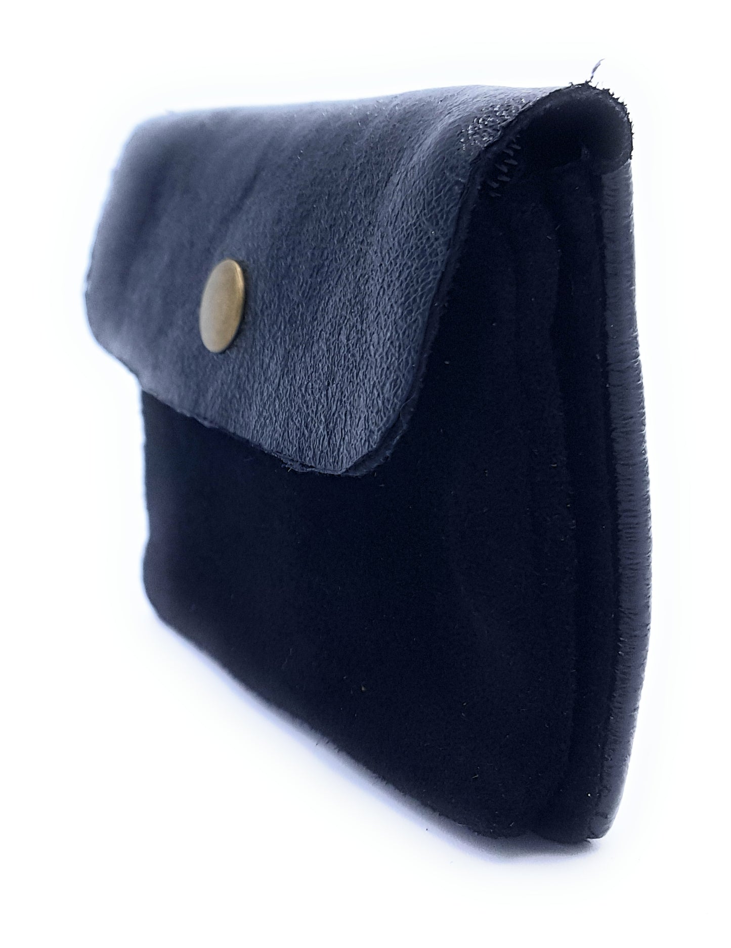 Aponi suede leather / iridescent coin purse ~ Black