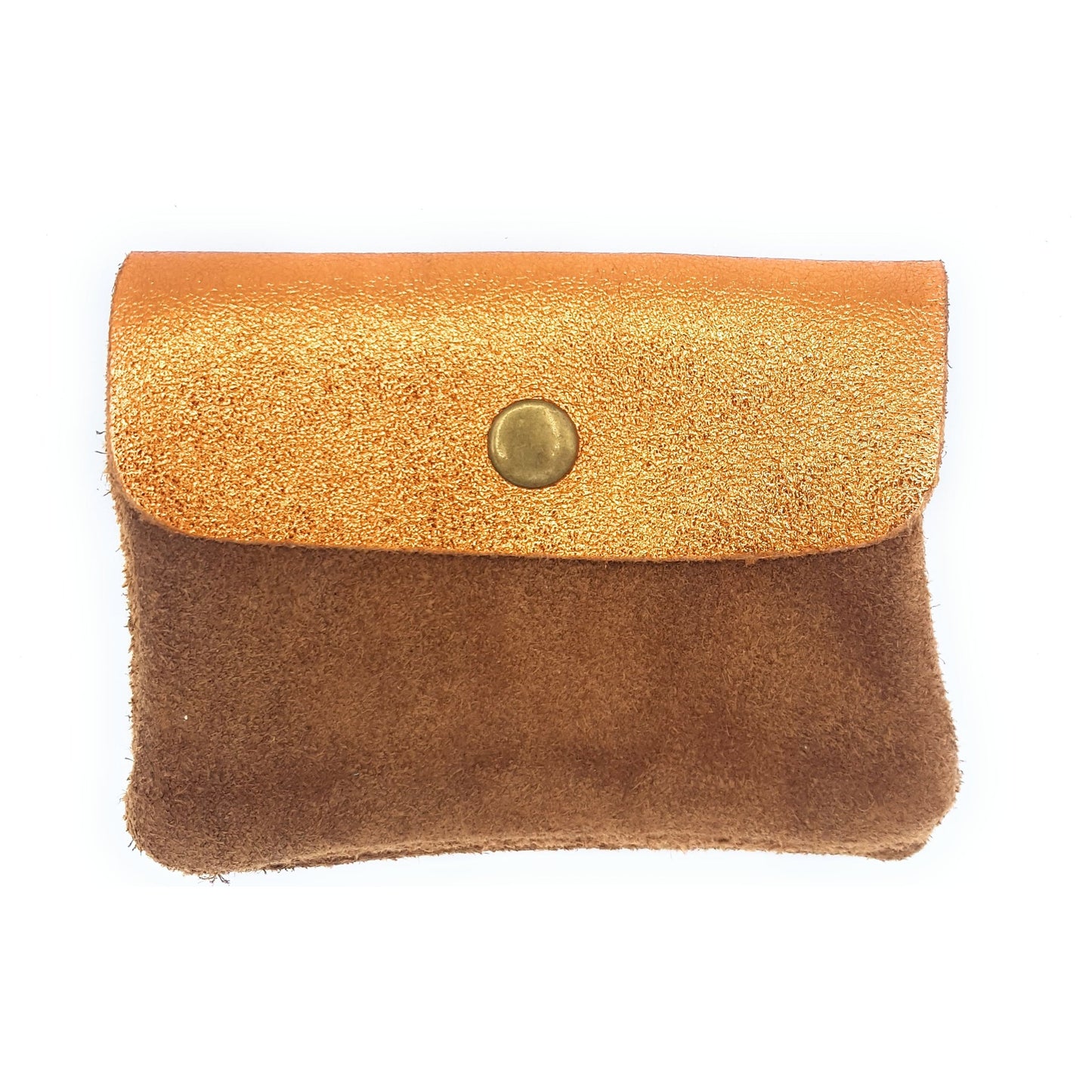 Porte-monnaie Aponi cuir  suédé / irisé ~ Cuivré / Camel