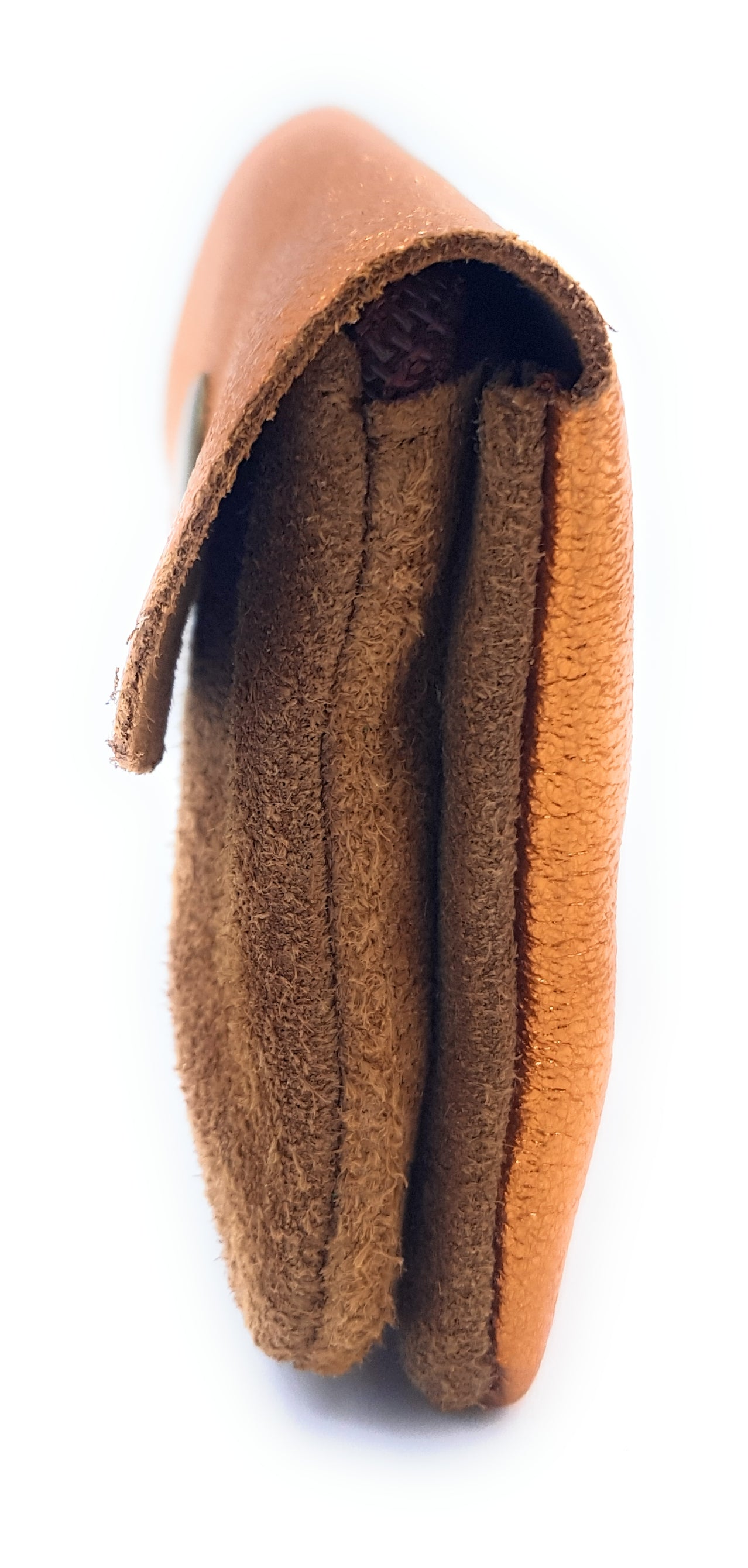 Porte-monnaie Aponi cuir  suédé / irisé ~ Cuivré / Camel