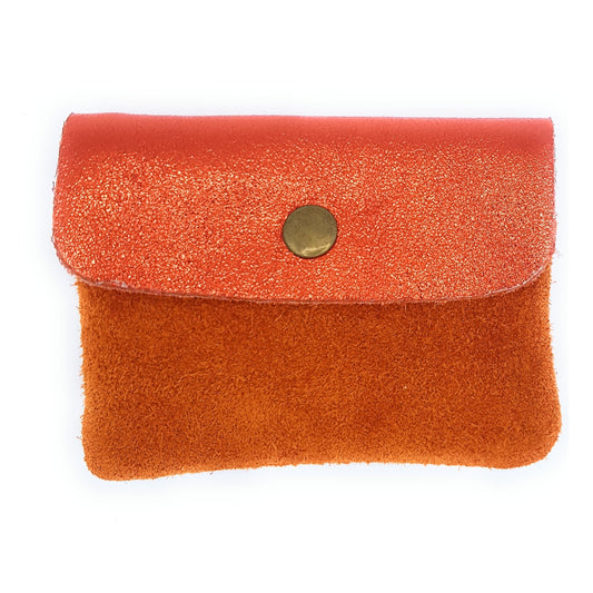 Aponi suede leather / iridescent wallet ~ Orange