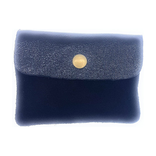 Aponi suede leather / iridescent coin purse ~ Black