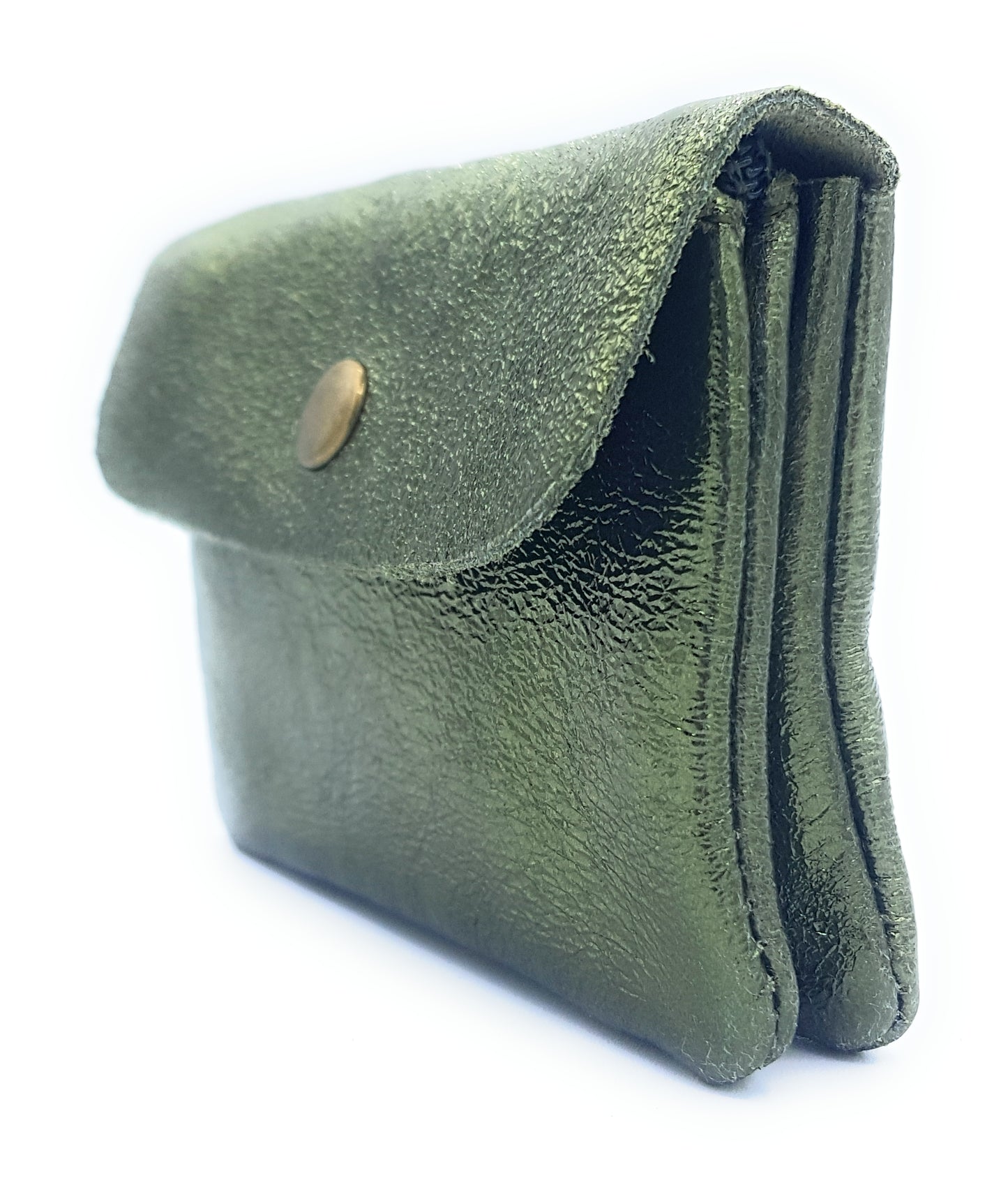Aponi iridescent leather purse ~ Khaki