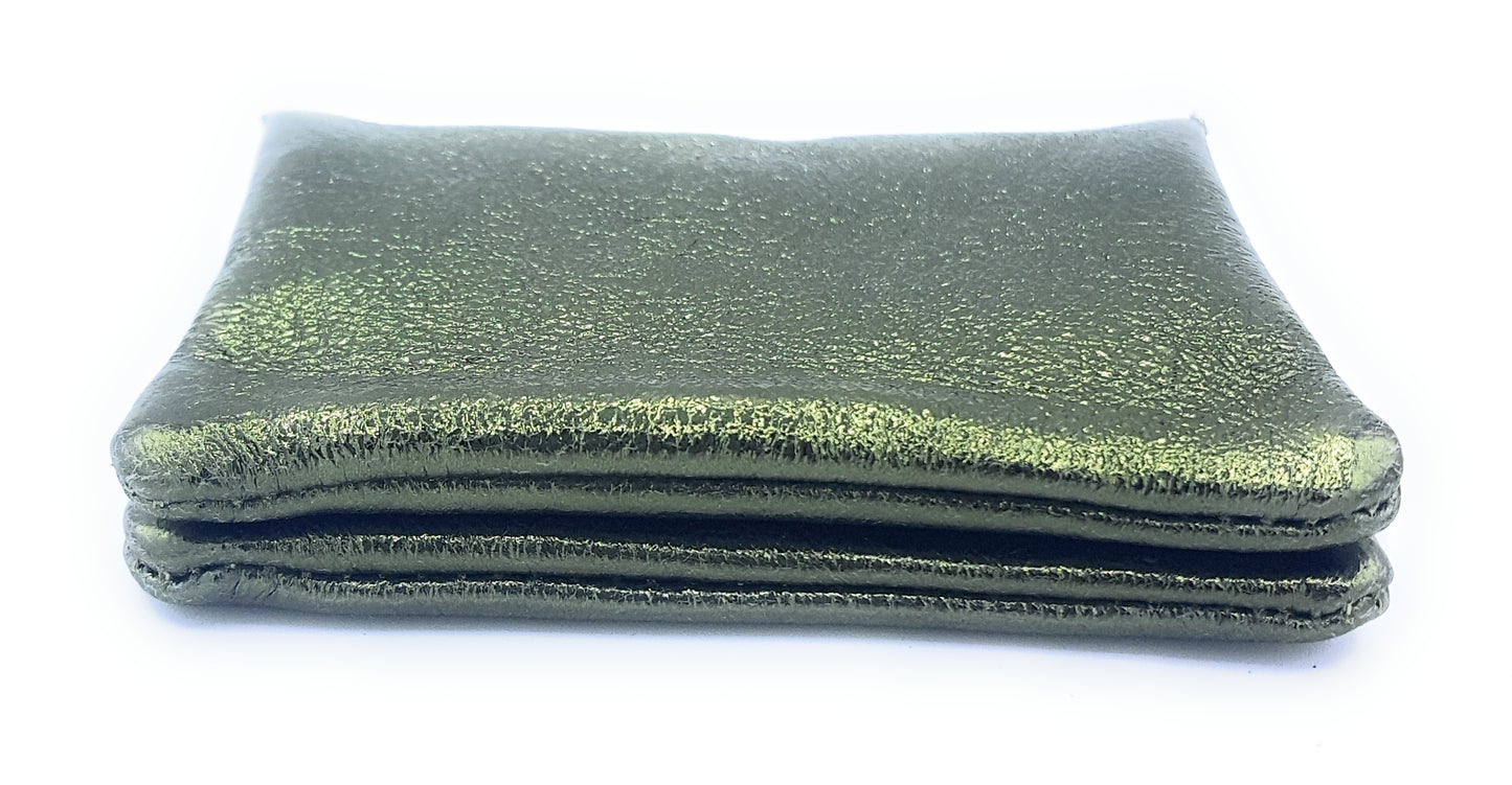 Aponi iridescent leather purse ~ Khaki